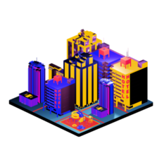 Isometric building in retro style png