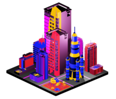 Retro isometric building png