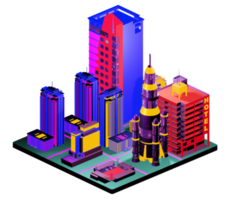 Isometric building arrangement png