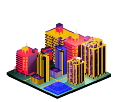 Isometric building arrangement png