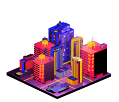 Isometric building arrangement png