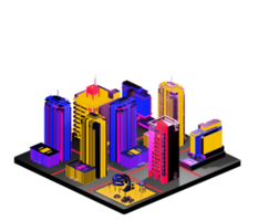 Retro isometric building png