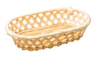 Wooden basket on white background photo