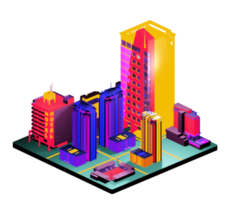 Retro isometric building png