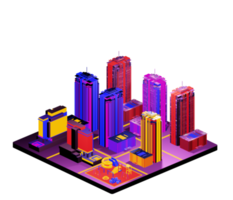 Retro isometric building png