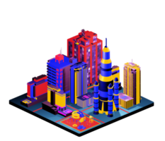 Isometric building in retro style png