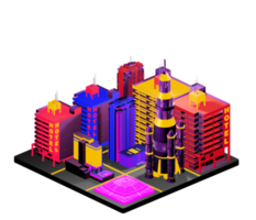 Isometric building in retro style png