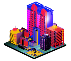 Isometric building in retro style png