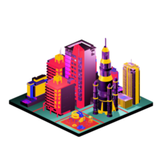 Isometric building arrangement png