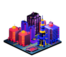 Retro isometric building png