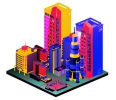 Retro isometric building png