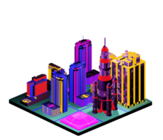 Retro isometric building png