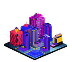 Isometric building in retro style png