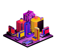 Isometric building in retro style png