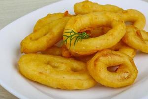 Calamari rings on the plate photo