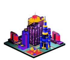 Isometric building in retro style png