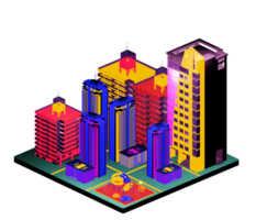 Retro isometric building png