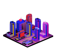 Retro isometric building png