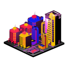 Retro isometric building png