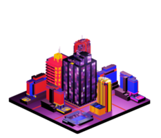 edificio isométrico en estilo retro png