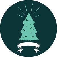 icon of a tattoo style pine tree vector