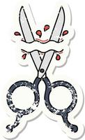 distressed sticker tattoo in traditional style of barber scissors vector