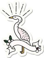 sticker of a tattoo style standing stork vector