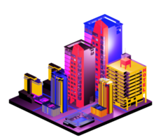 Isometric building arrangement png