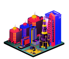 Retro isometric building png