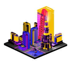 Retro isometric building png