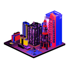 Isometric building in retro style png