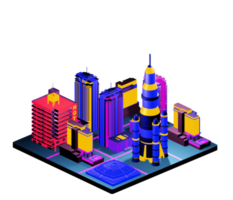 Isometric building in retro style png