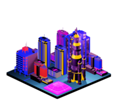 Retro isometric building png