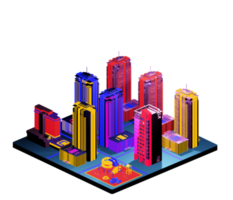 Retro isometric building png