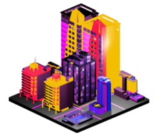 Retro isometric building png