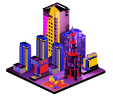 Isometric building in retro style png