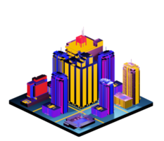 Retro isometric building png