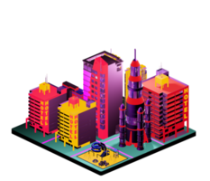 Retro isometric building png