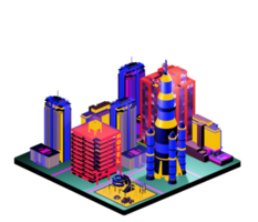 Isometric building in retro style png