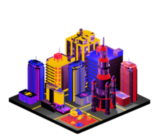 Retro isometric building png