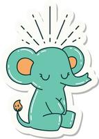 sticker of a tattoo style cute elephant vector
