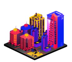 Isometric building in retro style png