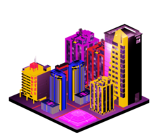 Isometric building in retro style png