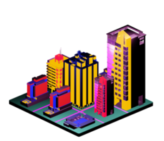 Retro isometric building png