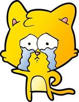 cartoon crying cat vector