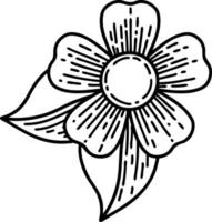 tattoo in black line style of a flower vector