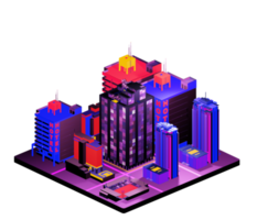 Retro isometric building png