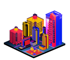 Isometric building in retro style png