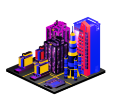 Isometric building arrangement png