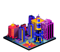 Retro isometric building png